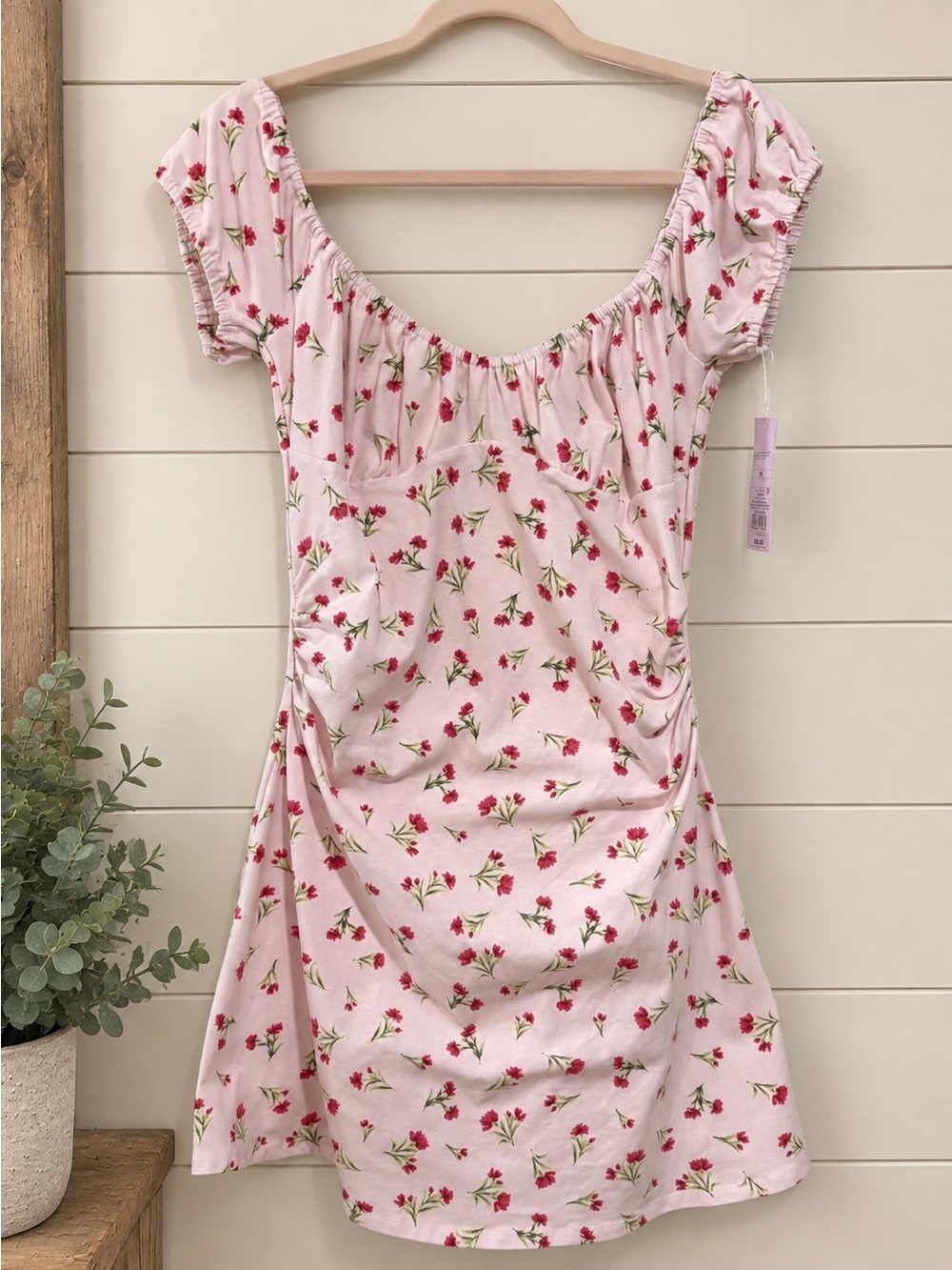 NWT Wild Fable Pink Floral Mini Dress | Puff Sleeve Cottagecore | Size Medium